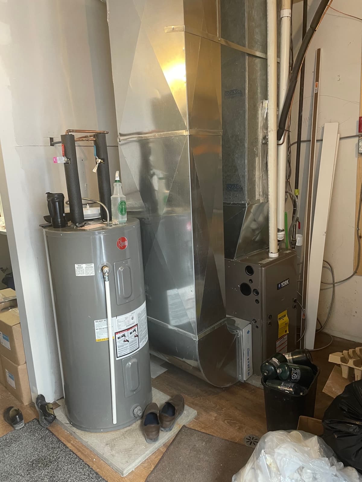 Complete HVAC system with furnace and water heater